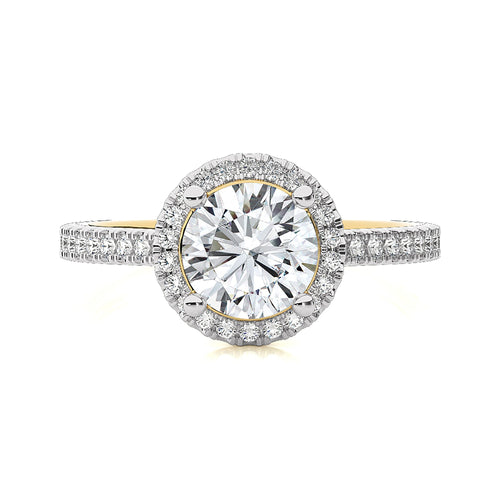 Artsy Bazel Halo Diamond Engagement Ring