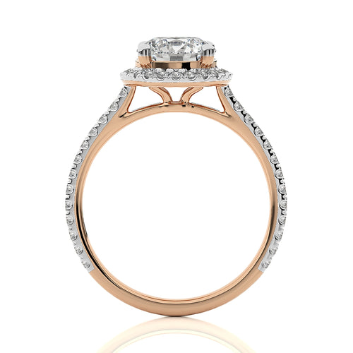 Artsy Bazel Halo Diamond Engagement Ring