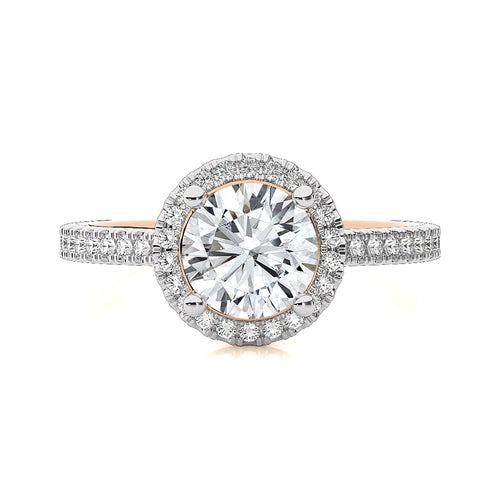 Artsy Bazel Halo Diamond Engagement Ring