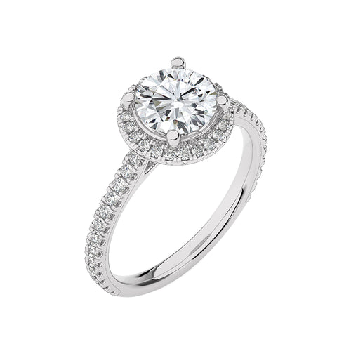 Artsy Bazel Halo Diamond Engagement Ring