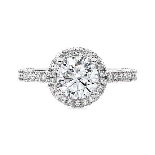 Artsy Bazel Halo Diamond Engagement Ring