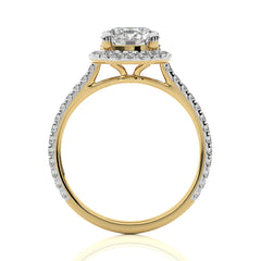 Artsy Bazel Halo Diamond Engagement Ring
