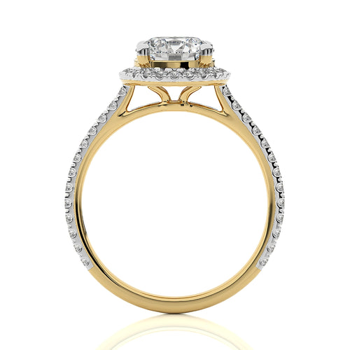 Artsy Bazel Halo Diamond Engagement Ring