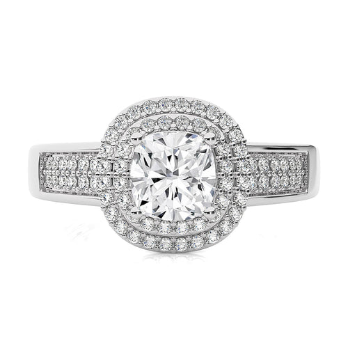 Daisy Blossom Bazel Halo Diamond Engagement Ring