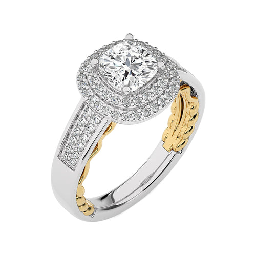 Daisy Blossom Bazel Halo Diamond Engagement Ring