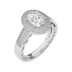 Daisy Blossom Bazel Halo Diamond Engagement Ring