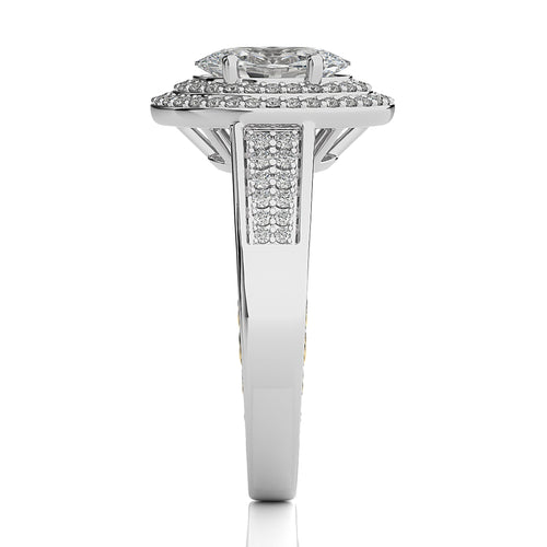 Daisy Blossom Bazel Halo Diamond Engagement Ring