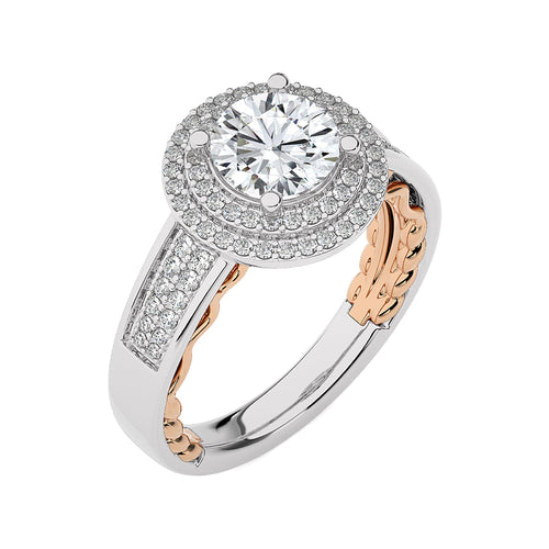 Daisy Blossom Bazel Halo Diamond Engagement Ring