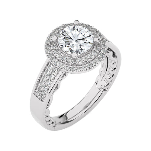 Daisy Blossom Bazel Halo Diamond Engagement Ring