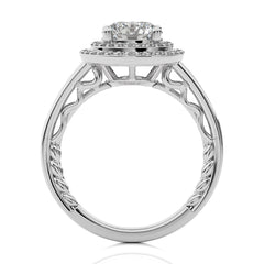Daisy Blossom Bazel Halo Diamond Engagement Ring