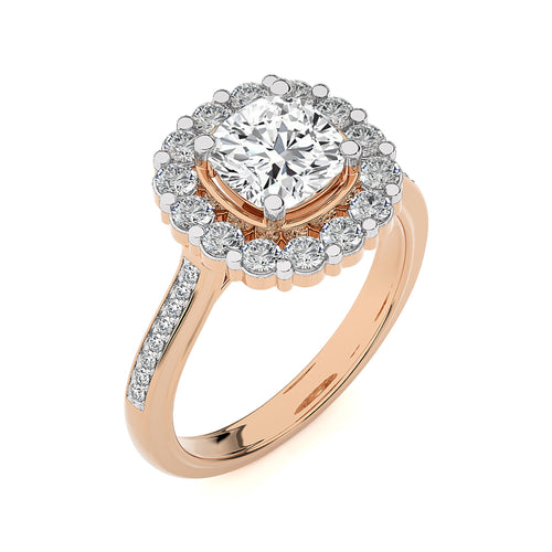 Gerbera Bloom Bazel and Halo Diamond Engagement Ring