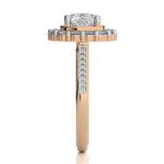 Gerbera Bloom Bazel and Halo Diamond Engagement Ring