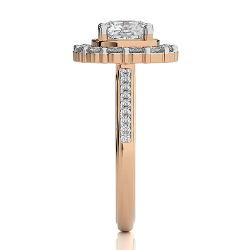 Gerbera Bloom Bazel and Halo Diamond Engagement Ring