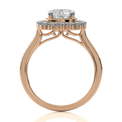 Gerbera Bloom Bazel and Halo Diamond Engagement Ring