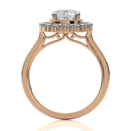 Gerbera Bloom Bazel and Halo Diamond Engagement Ring