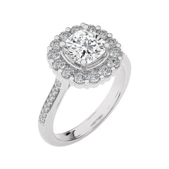 Gerbera Bloom Bazel and Halo Diamond Engagement Ring