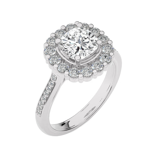 Gerbera Bloom Bazel and Halo Diamond Engagement Ring
