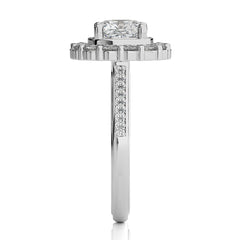 Gerbera Bloom Bazel and Halo Diamond Engagement Ring