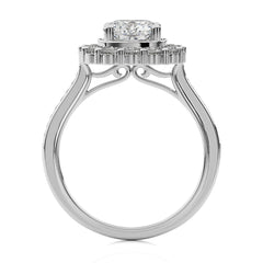 Gerbera Bloom Bazel and Halo Diamond Engagement Ring