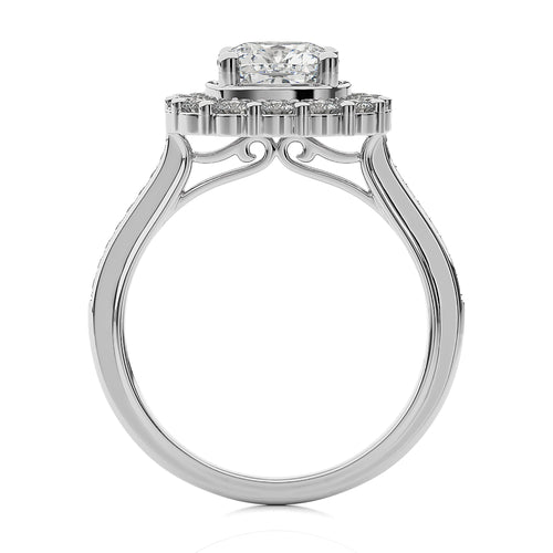 Gerbera Bloom Bazel and Halo Diamond Engagement Ring