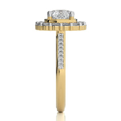 Gerbera Bloom Bazel and Halo Diamond Engagement Ring