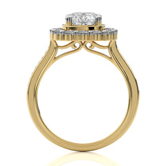 Gerbera Bloom Bazel and Halo Diamond Engagement Ring