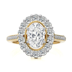 Gerbera Bloom Bazel and Halo Diamond Engagement Ring