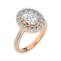 Gerbera Bloom Bazel and Halo Diamond Engagement Ring