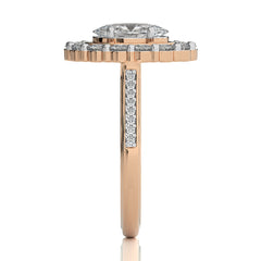 Gerbera Bloom Bazel and Halo Diamond Engagement Ring