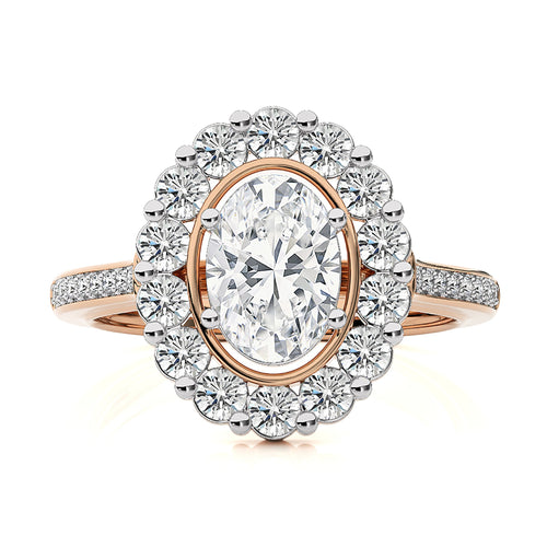 Gerbera Bloom Bazel and Halo Diamond Engagement Ring