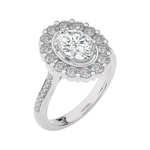 Gerbera Bloom Bazel and Halo Diamond Engagement Ring