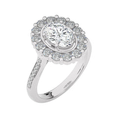 Gerbera Bloom Bazel and Halo Diamond Engagement Ring