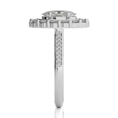 Gerbera Bloom Bazel and Halo Diamond Engagement Ring