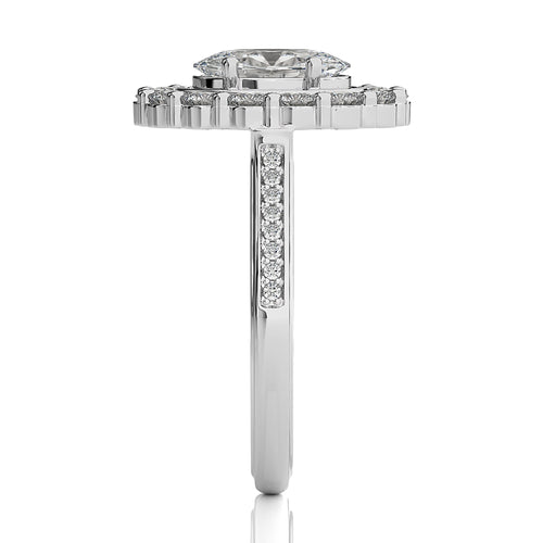 Gerbera Bloom Bazel and Halo Diamond Engagement Ring