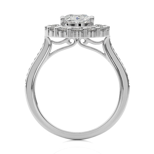 Gerbera Bloom Bazel and Halo Diamond Engagement Ring