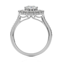 Gerbera Bloom Bazel and Halo Diamond Engagement Ring