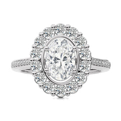 Gerbera Bloom Bazel and Halo Diamond Engagement Ring