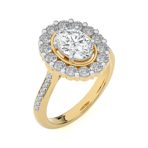 Gerbera Bloom Bazel and Halo Diamond Engagement Ring