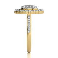 Gerbera Bloom Bazel and Halo Diamond Engagement Ring