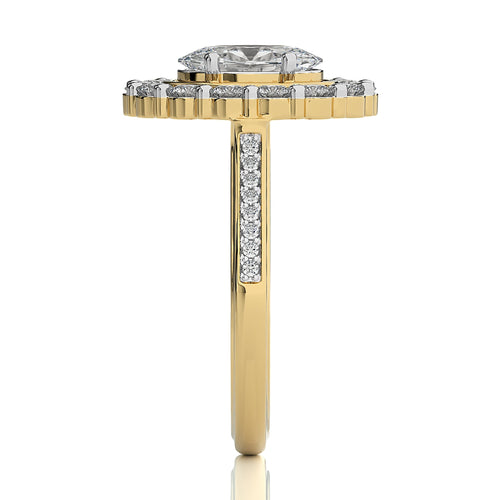 Gerbera Bloom Bazel and Halo Diamond Engagement Ring