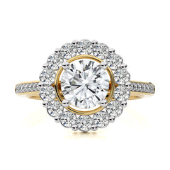 Gerbera Bloom Bazel and Halo Diamond Engagement Ring
