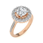 Gerbera Bloom Bazel and Halo Diamond Engagement Ring