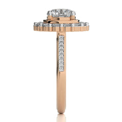 Gerbera Bloom Bazel and Halo Diamond Engagement Ring