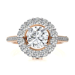 Gerbera Bloom Bazel and Halo Diamond Engagement Ring