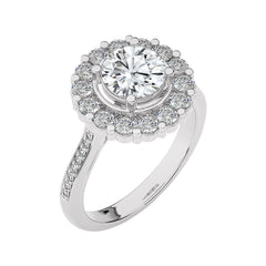 Gerbera Bloom Bazel and Halo Diamond Engagement Ring