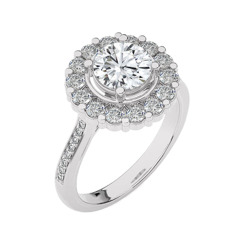 Gerbera Bloom Bazel and Halo Diamond Engagement Ring