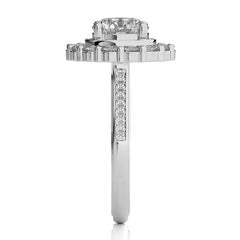 Gerbera Bloom Bazel and Halo Diamond Engagement Ring