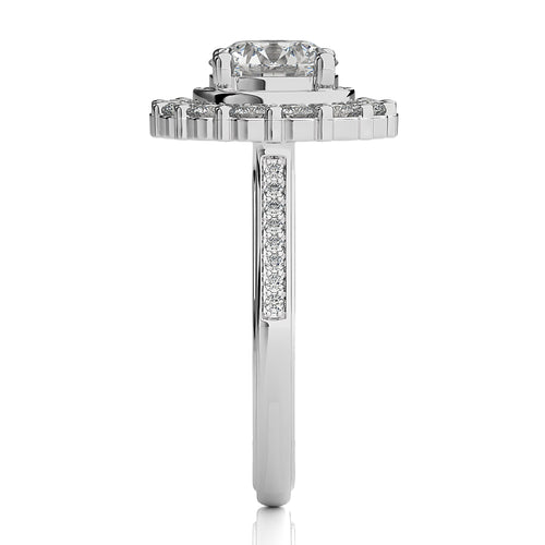 Gerbera Bloom Bazel and Halo Diamond Engagement Ring