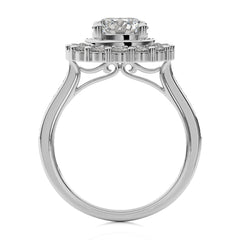 Gerbera Bloom Bazel and Halo Diamond Engagement Ring