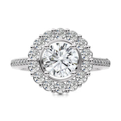 Gerbera Bloom Bazel and Halo Diamond Engagement Ring